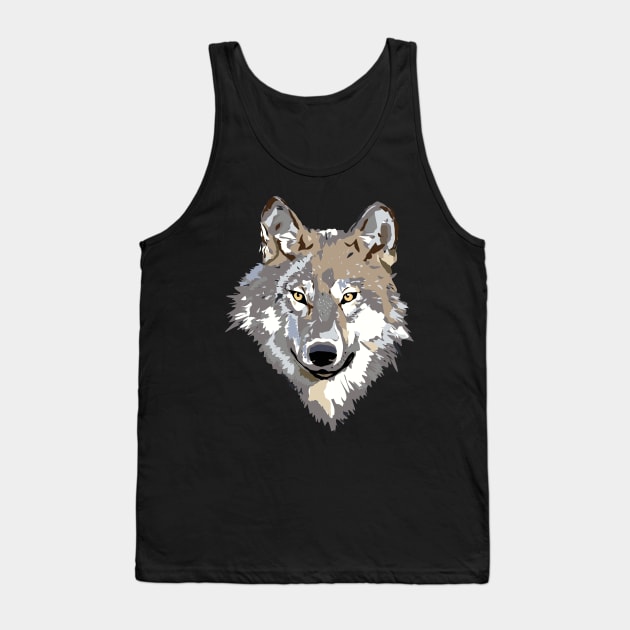 Cute Wolf Illustrated Animal Face Tank Top by Nirvanibex
